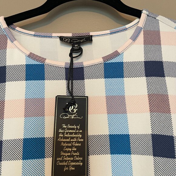 DG2 Diane Gilman Dramatic Hi-Low Crepe Colorblock Top BLUE, Medium, NWT - Picture 3 of 15